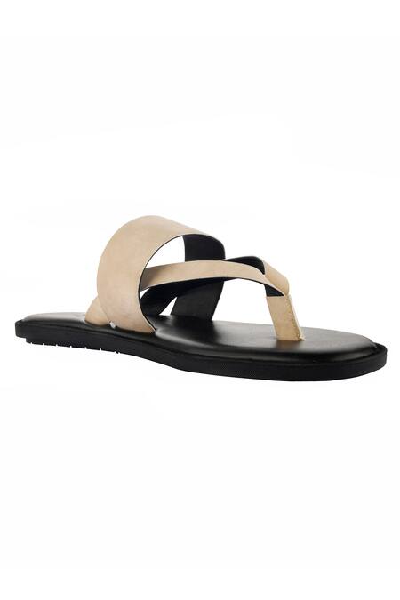 Sko_Beige V Strap Slippers _Online_at_Aza_Fashions