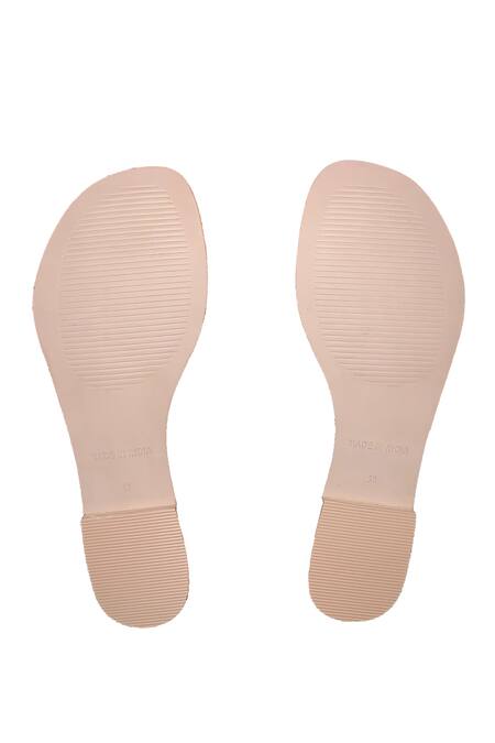 Sandalwali Beige Embroidered Floral Suedette Sandals at Aza Fashions Sandalwali_Beige Embroidered Floral Suedette Sandals _at_Aza_Fashions