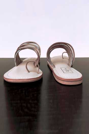 Sandalwali_Gold Metallic Braided Multi Strap Sandals _Online_at_Aza_Fashions