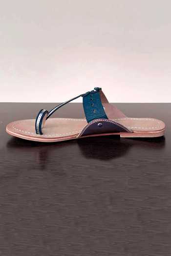 Sandalwali Blue Embroidery Cutwork Kolhapuri Sandals Online at Aza Fashions Sandalwali_Blue Embroidery Cutwork Kolhapuri Sandals _Online_at_Aza_Fashions