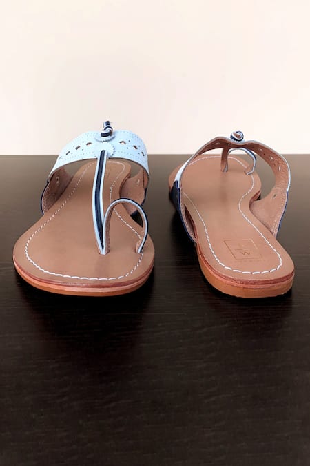 Shop Sandalwali White Embroidered Cutwork Kolhapuri Sandals at Aza Fashions Shop_Sandalwali_White Embroidered Cutwork Kolhapuri Sandals _at_Aza_Fashions