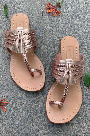 Sandalwali Braided Tassel Kolhapuri Sandals 