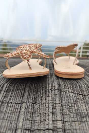 Sandalwali_Gold Beads, Embroidery Starfish Sandals _Online_at_Aza_Fashions