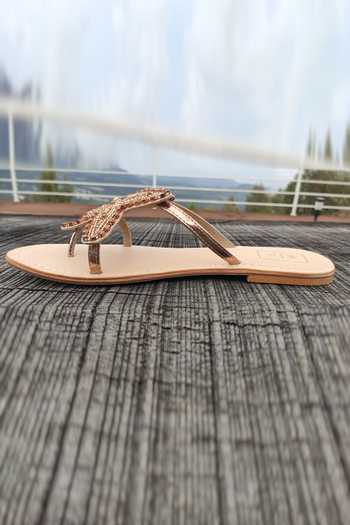 Buy_Sandalwali_Gold Beads, Embroidery Starfish Sandals _Online_at_Aza_Fashions