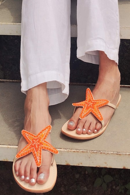 Orange Sandals at best price in Vadodara by Premium Star Enterprises | ID:  7899582762