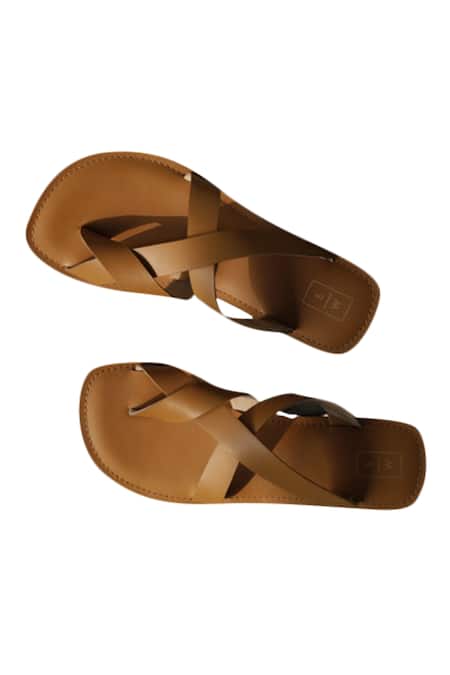 Sandalwali_Brown Handmade Dino Toe-loop Sandals  _Online_at_Aza_Fashions