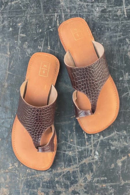 Shop Sandalwali Brown Lining Velvet, Upper , Sock Tony Sandal at Aza Fashions Shop_Sandalwali_Brown Lining Velvet, Upper , Sock Tony Sandal _at_Aza_Fashions