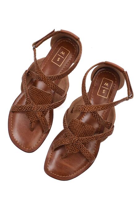 Shop_Sandalwali_Brown Yasmin Handcrafted Sandal _at_Aza_Fashions