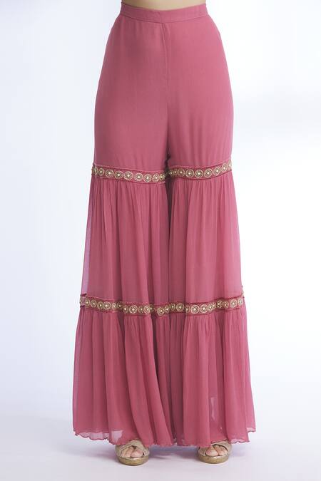 Shop Sozenkari Pink Organza, Chiffon, Pure Silk Chanderi Boat Embroidered Kurta Set Online at Aza Fashions Shop_Sozenkari_Pink Organza, Chiffon, Pure Silk Chanderi Boat Embroidered Kurta Set _Online_at_Aza_Fashions