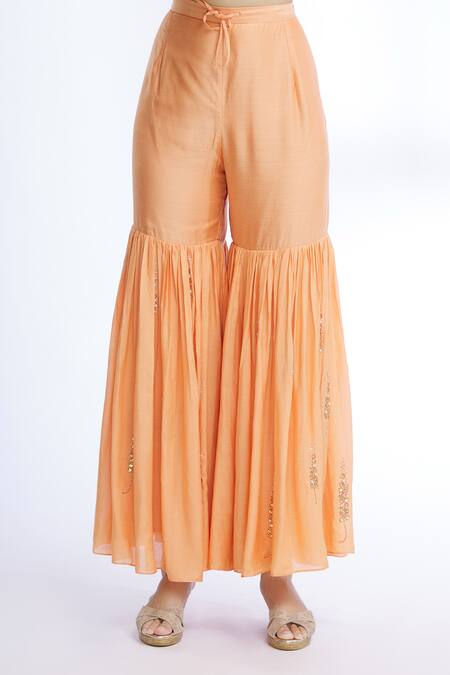 Shop Sozenkari Peach Chanderi, Gajji , Muslin Embroidered Anarkali Set Online at Aza Fashions Shop_Sozenkari_Peach Chanderi, Gajji , Muslin Embroidered Anarkali Set _Online_at_Aza_Fashions