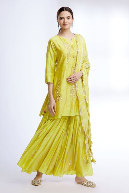 Sozenkari Silk Embroidered Anarkali Set 