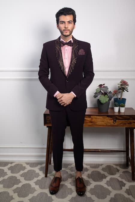 Contrast By Parth Embroidered Tuxedo & Pant Set  