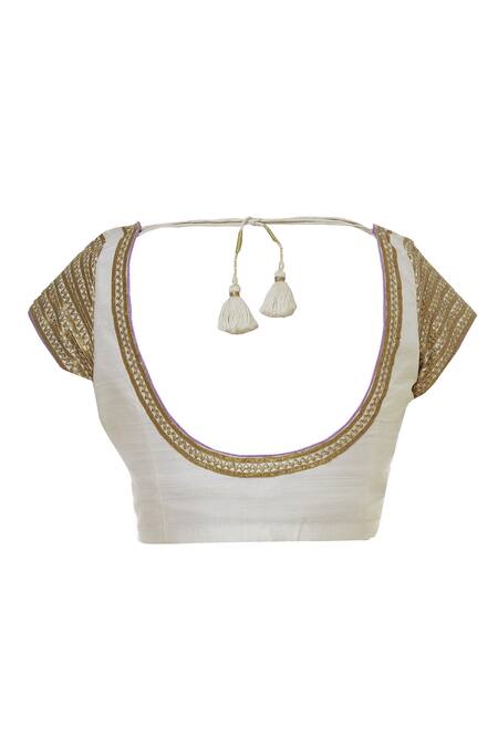 Shop_Tisha Saksena_Blue Raw , Georgette Round Hand Embroidered Saree Set With Jacket_Online_at_Aza_Fashions