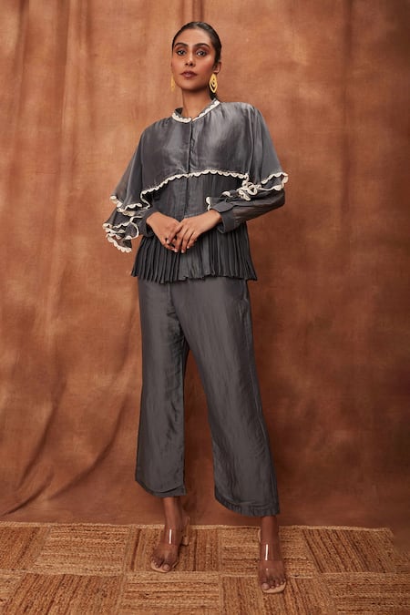 Jajobaa Overlay Ruffle Top & Pant Set 