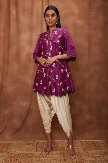Buy Anouk Women Off White & Pink Printed Kurta With Dhoti Pants - Kurta  Sets for Women 12134770 | Myntra
