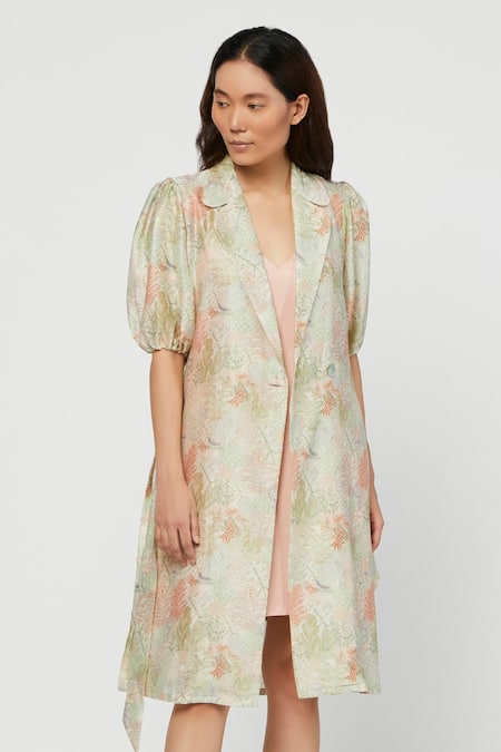 Meadow Silk Chanderi Terra Jacket with Dress 