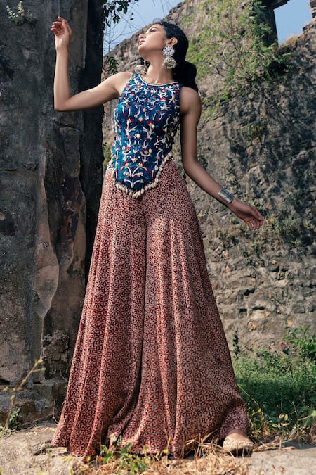 Nitara Dhanraj Label Printed Palazzo & Embroidered Top Set 