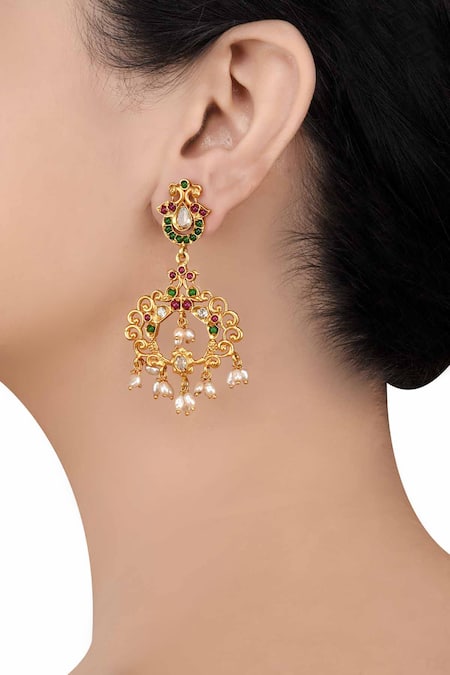 Buy Gold Plated Embellished Gulrang Earrings by Tribe Amrapali Online at  Aza Fashions.