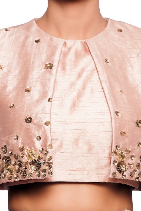 Buy Salt And Spring Pink Dupion Floral Motifs Round Embroidered Cape And Skirt Set Online at Aza Fashions Buy_Salt And Spring_Pink Dupion Floral Motifs Round Embroidered Cape And Skirt Set _Online_at_Aza_Fashions