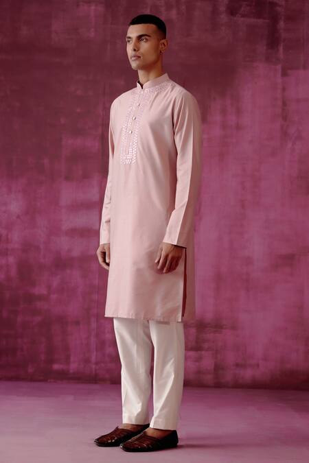 Pouli Pret Pink , Lining Mirror, Thread Kurta Online at Aza Fashions Pouli Pret_Pink , Lining Mirror, Thread Kurta _Online_at_Aza_Fashions