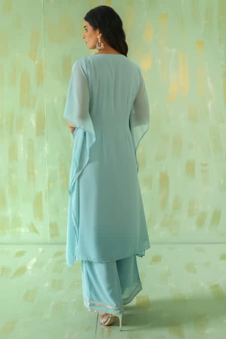 Pouli Pret Notched Neck Kaftan & Pant Set 