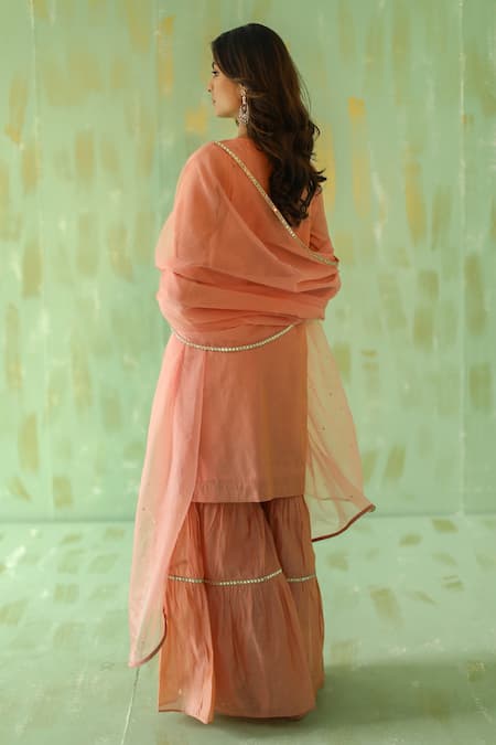 Pouli Pret Chanderi Embroidered Kurta Gharara Set 