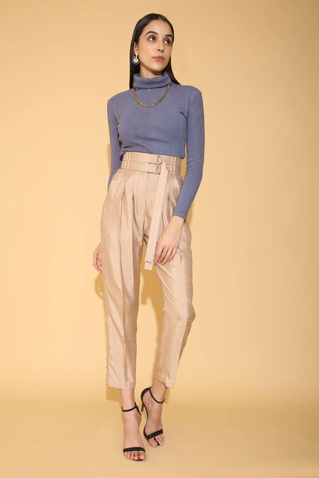 Buy Gold Chanderi Double Belted Pants For Women by TORQADORN Online at Aza  Fashions.