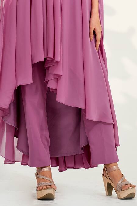 Buy Tamaraa By Tahani Purple Georgette Crystals Square Neck Ariel Embroidered High Low Top And Pant Set Online at Aza Fashions Buy_Tamaraa By Tahani_Purple Georgette Crystals Square Neck Ariel Embroidered High Low Top And Pant Set _Online_at_Aza_Fashions