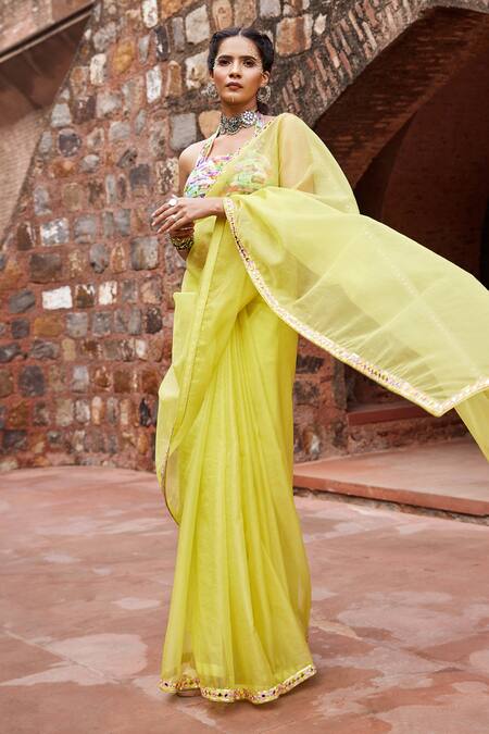 Tarini Vij Pink Satin, Lycra Satin, Silk Organza Floral Indira Pre-draped Saree With Blouse Online at Aza Fashions Tarini Vij_Pink Satin, Lycra Satin, Silk Organza Floral Indira Pre-draped Saree With Blouse _Online_at_Aza_Fashions