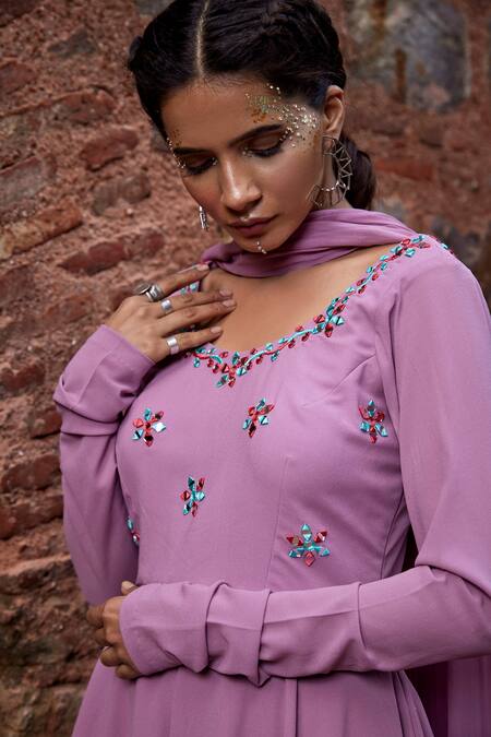 Buy Tarini Vij Purple Georgette Mirror , Resham Round Vamika Kurta Sharara Set Online at Aza Fashions Buy_Tarini Vij_Purple Georgette Mirror , Resham Round Vamika Kurta Sharara Set _Online_at_Aza_Fashions
