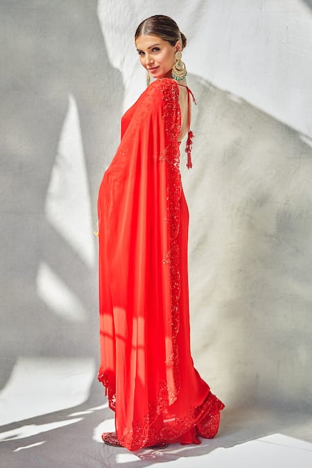 Premya By Manishii Saree With Embroidered Blouse