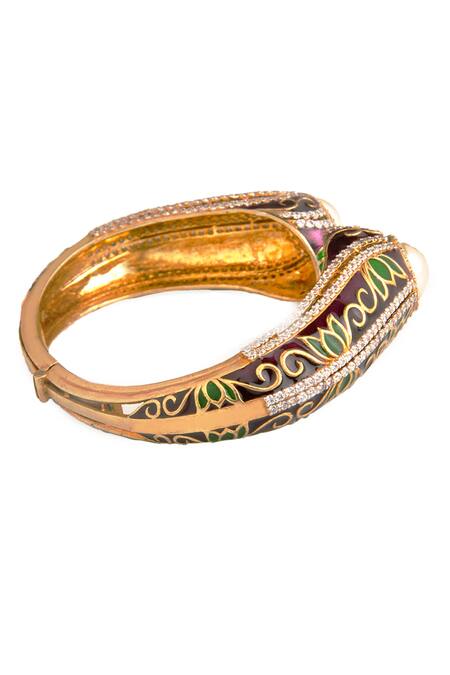 Tsara Gold Plated Crystal Enamel Kada - Single Pc Online at Aza Fashions Tsara_Gold Plated Crystal Enamel Kada - Single Pc_Online_at_Aza_Fashions