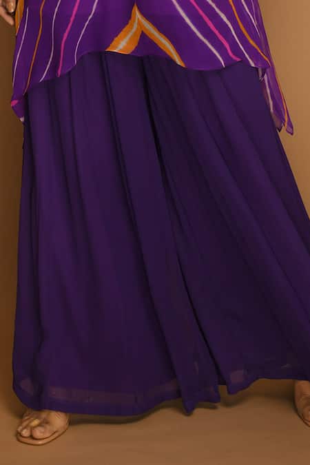 Buy_K-Anshika_Purple Georgette V Neck Printed Kaftan And Palazzo Set _Online_at_Aza_Fashions