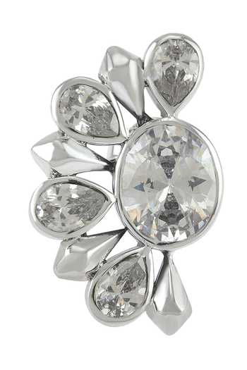 Tribe Amrapali_Silver Plated Zircon Stone Floral Studs_Online_at_Aza_Fashions