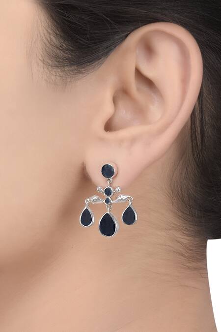 Buy Silver Plated Stones Handcrafted Earrings by Tribe Amrapali