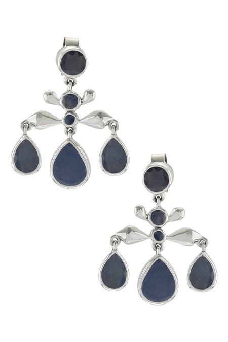 Shop Tribe Amrapali Silver Plated Stones Handcrafted Earrings at Aza Fashions Shop_Tribe Amrapali_Silver Plated Stones Handcrafted Earrings_at_Aza_Fashions