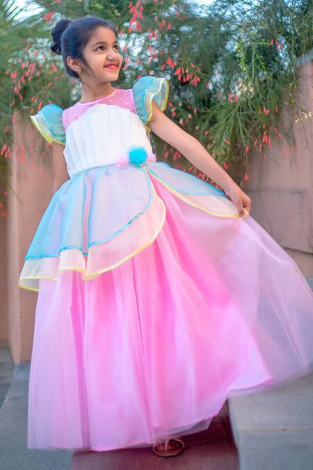 Buy_Tutus By Tutu_Pink Satin Layered Organza Ball Gown_Online_at_Aza_Fashions