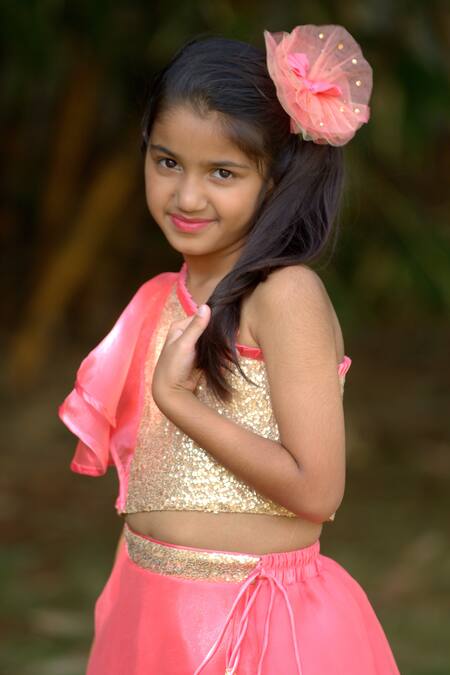 Tutus By Tutu Pink Organza, Satin, Crepe Sequins, Ruffles Embellished Lehenga Set at Aza Fashions Tutus By Tutu_Pink Organza, Satin, Crepe Sequins, Ruffles Embellished Lehenga Set _at_Aza_Fashions