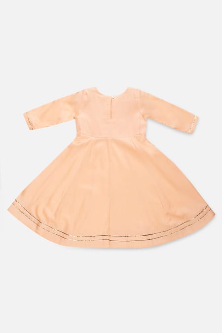 Buy_Tutus By Tutu_Peach Cotton Embroidery Organic Anarkali Set_Online_at_Aza_Fashions