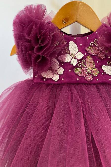Buy_Tutus By Tutu_Purple Satin, Tulle Embroidery Flared Dress_Online_at_Aza_Fashions