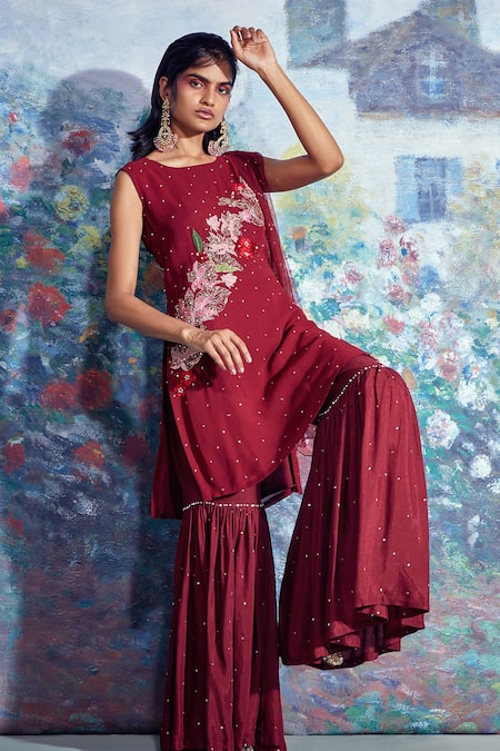 Taavare Embroidered Kurta Sharara Set 