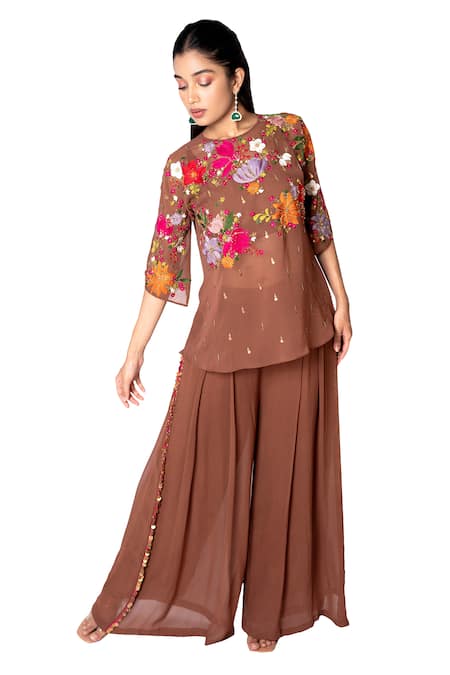 Taavare Embroidered Tunic & Flared Pant Set 