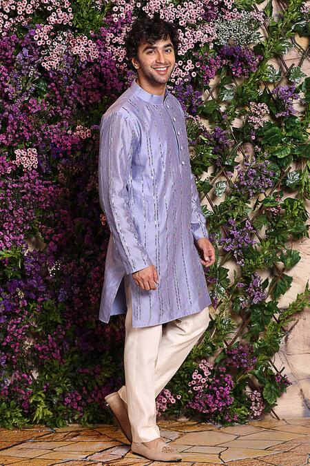 Julie By Julie Shah_Purple Chanderi Kurta_Online_at_Aza_Fashions