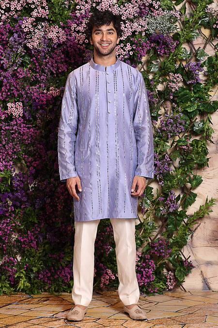 Buy_Julie By Julie Shah_Purple Chanderi Kurta_Online_at_Aza_Fashions