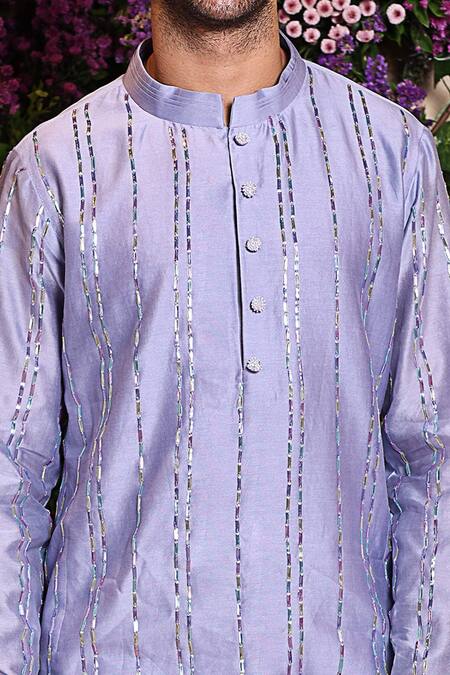 Julie By Julie Shah_Purple Chanderi Kurta_at_Aza_Fashions