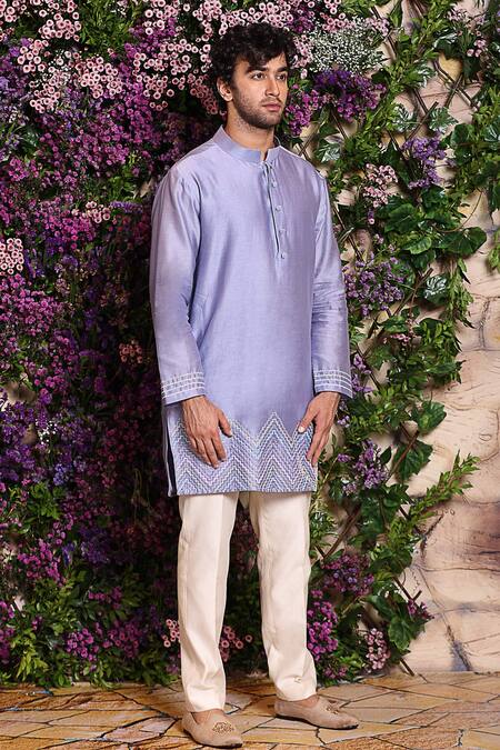Julie By Julie Shah_Purple Chanderi Kurta_Online_at_Aza_Fashions