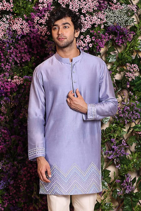 Buy_Julie By Julie Shah_Purple Chanderi Kurta_Online_at_Aza_Fashions