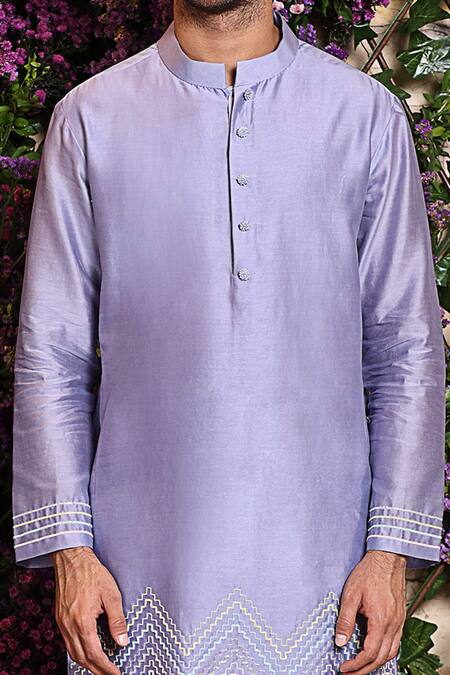 Shop_Julie By Julie Shah_Purple Chanderi Kurta_Online_at_Aza_Fashions