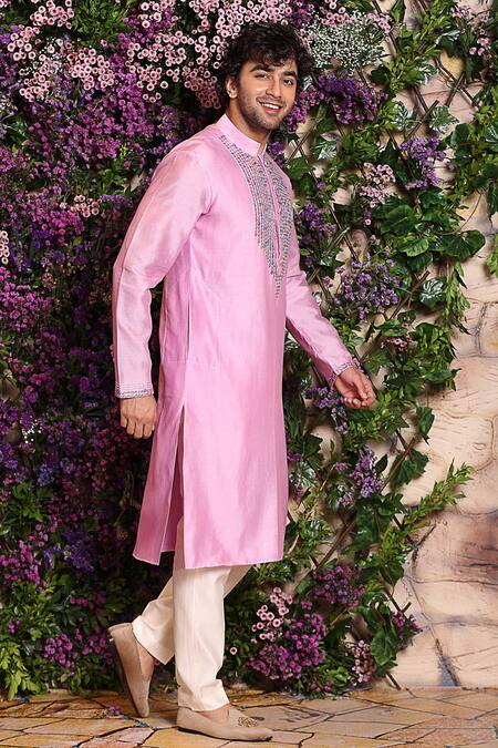 Julie By Julie Shah_Purple Chanderi Kurta_Online_at_Aza_Fashions