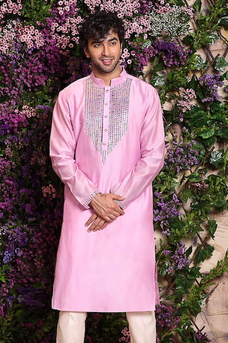 Buy_Julie By Julie Shah_Purple Chanderi Kurta_Online_at_Aza_Fashions